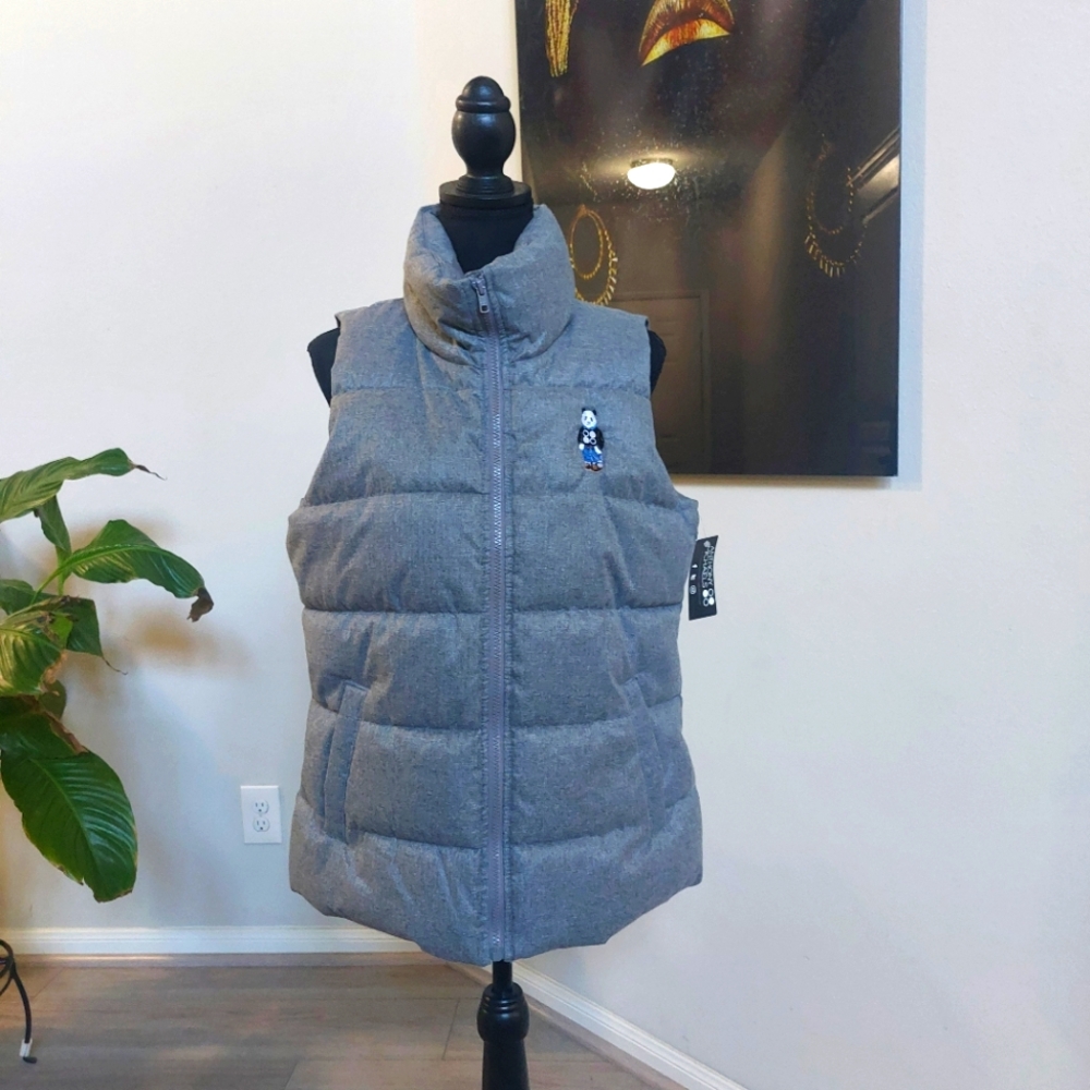 Anthony Michael Grey Panda Puffer Winter Vest Size Medium NWT